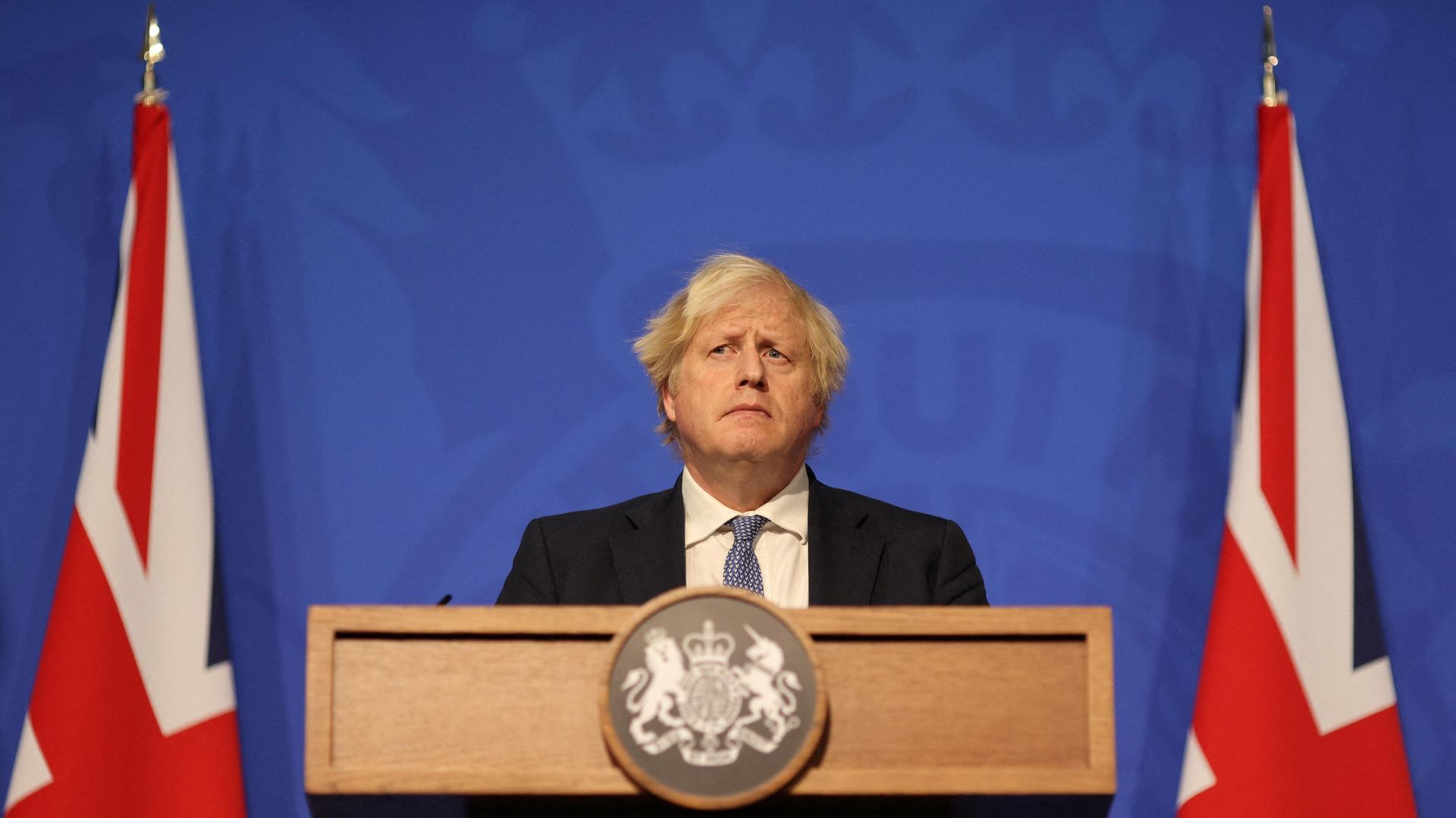 Britain's Prime Minister Boris Johnson holds a press conference for the latest Covid-19 update in the Downing Street briefing room in central London on December 8, 2021. - The UK government is reintroducing Covid-19 restrictions due to the Omicron variant.  - Sputnik International, 1920, 13.12.2021