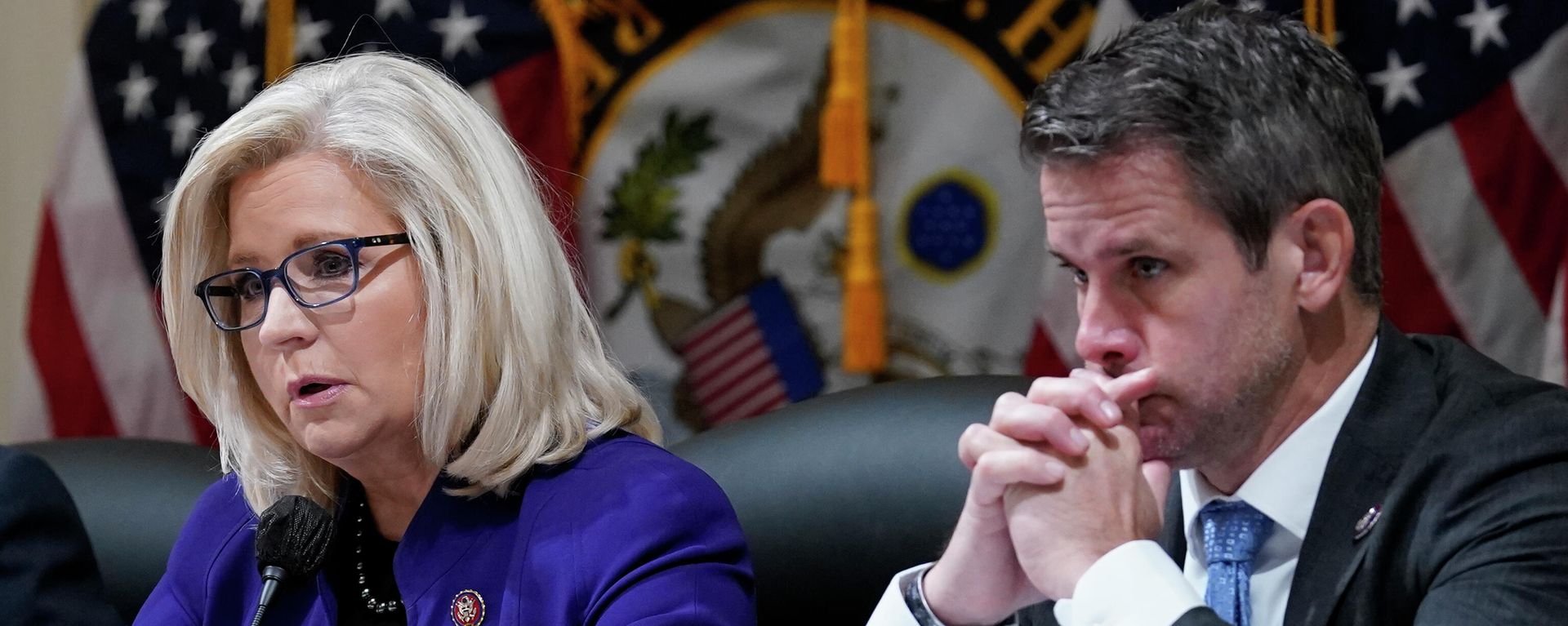 Rep. Liz Cheney, R-Wyo., and Rep. Adam Kinzinger, R-Ill., listen as the House select committee tasked with investigating the Jan. 6 attack on the U.S. Capitol meets to hold Steve Bannon, one of former President Donald Trump's allies in contempt, on Capitol Hill in Washington, Tuesday, Oct. 19, 2021 Rep. Liz Cheney, R-Wyo., and Rep. Adam Kinzinger, R-Ill., listen as the House select committee tasked with investigating the Jan. 6 attack on the U.S. Capitol meets to hold Steve Bannon, one of former President Donald Trump's allies in contempt, on Capitol Hill in Washington, Tuesday, Oct. 19, 2021 - Sputnik International, 1920, 16.12.2021
