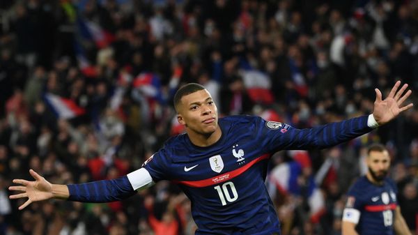 France's forward Kylian Mbappe celebrates after scoring a goal during the FIFA World Cup 2022 qualification football match between France and Kazakhstan at the Parc des Princes stadium in Paris, on November 13, 2021 France's forward Kylian Mbappe celebrates after scoring a goal during the FIFA World Cup 2022 qualification football match between France and Kazakhstan at the Parc des Princes stadium in Paris, on November 13, 2021 - Sputnik International