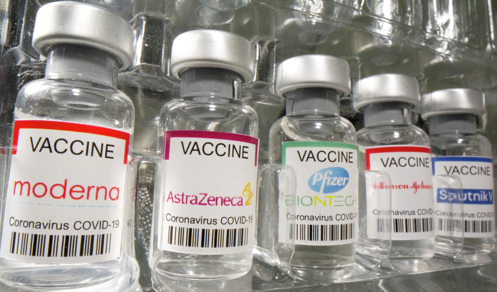 Vials labelled Moderna, AstraZeneca, Pfizer - Biontech, Johnson&Johnson, Sputnik V coronavirus disease (COVID-19) vaccine Vials labelled Moderna, AstraZeneca, Pfizer - Biontech, Johnson&Johnson, Sputnik V coronavirus disease (COVID-19) vaccine - Sputnik International, 1920, 26.12.2021