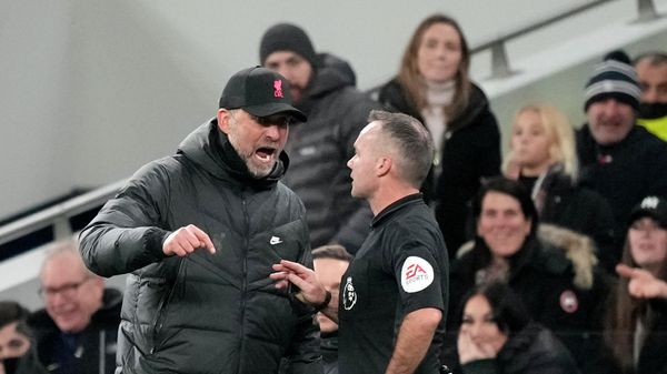 Liverpool's manager Jurgen Klopp, left, discusses with referee Paul Tierney during the English Premier League soccer match between Tottenham Hotspur and Liverpool at the Tottenham Hotspur Stadium in London, Sunday, Dec. 19, 2021 Liverpool's manager Jurgen Klopp, left, discusses with referee Paul Tierney during the English Premier League soccer match between Tottenham Hotspur and Liverpool at the Tottenham Hotspur Stadium in London, Sunday, Dec. 19, 2021 - Sputnik International