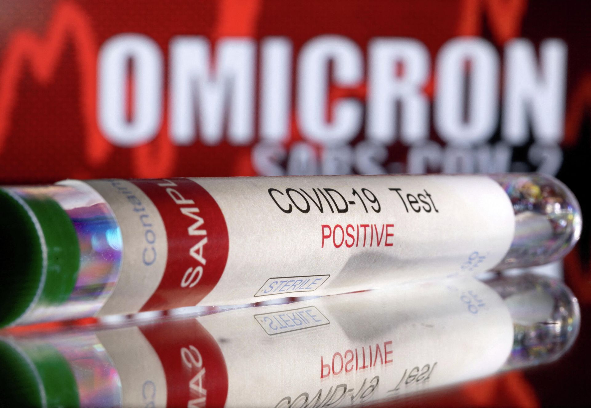 A test tube labelled COVID-19 Test Positive is seen in front of displayed words OMICRON SARS-COV-2 in this illustration taken December 11, 2021 A test tube labelled COVID-19 Test Positive is seen in front of displayed words OMICRON SARS-COV-2 in this illustration taken December 11, 2021 - Sputnik International, 1920, 26.12.2021