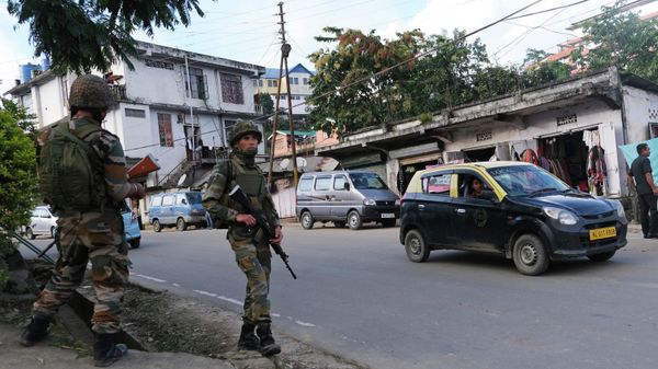 Soldiers stand guard on a street in Kohima, capital of the northeastern Indian state of Nagaland, Tuesday, Oct. 29, 2019 - Sputnik International