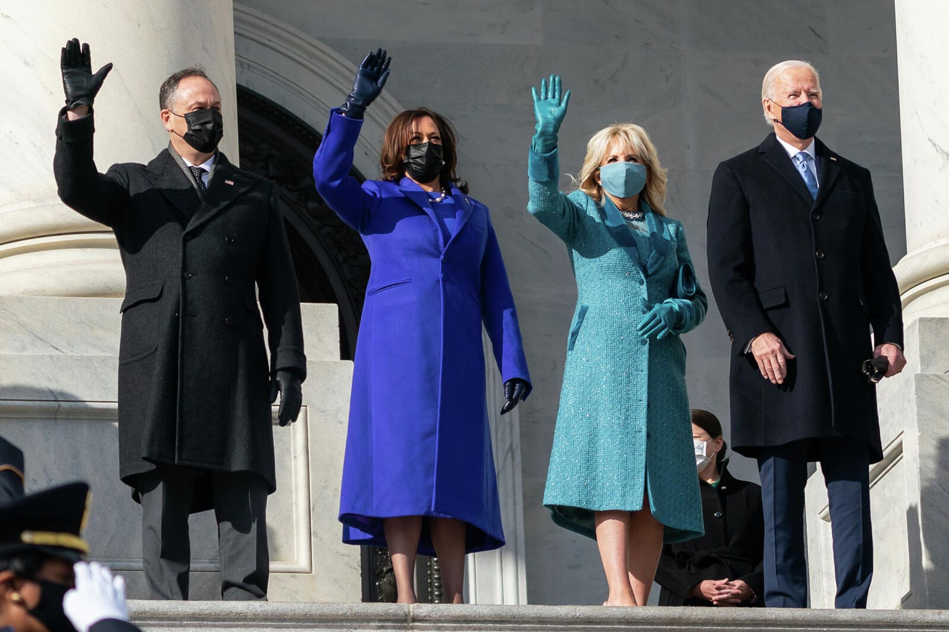 V20210120LJ-0376: President-elect Joe Biden, Dr. Jill Biden, Vice President-elect Kamala Harris and Mr. Doug Emhoff arrive at the U.S. Capitol in Washington, D.C. Wednesday, Jan. 20, 2021, prior to the 59th Presidential inauguration. V20210120LJ-0376: President-elect Joe Biden, Dr. Jill Biden, Vice President-elect Kamala Harris and Mr. Doug Emhoff arrive at the U.S. Capitol in Washington, D.C. Wednesday, Jan. 20, 2021, prior to the 59th Presidential inauguration. - Sputnik International, 1920, 23.12.2021