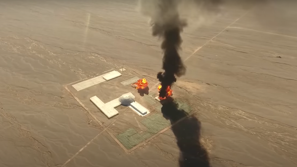 Screengrab of Iranian missile and drone attack on a suspected mock-up nuclear facility during Iran's Great Prophet 17 drills. - Sputnik International