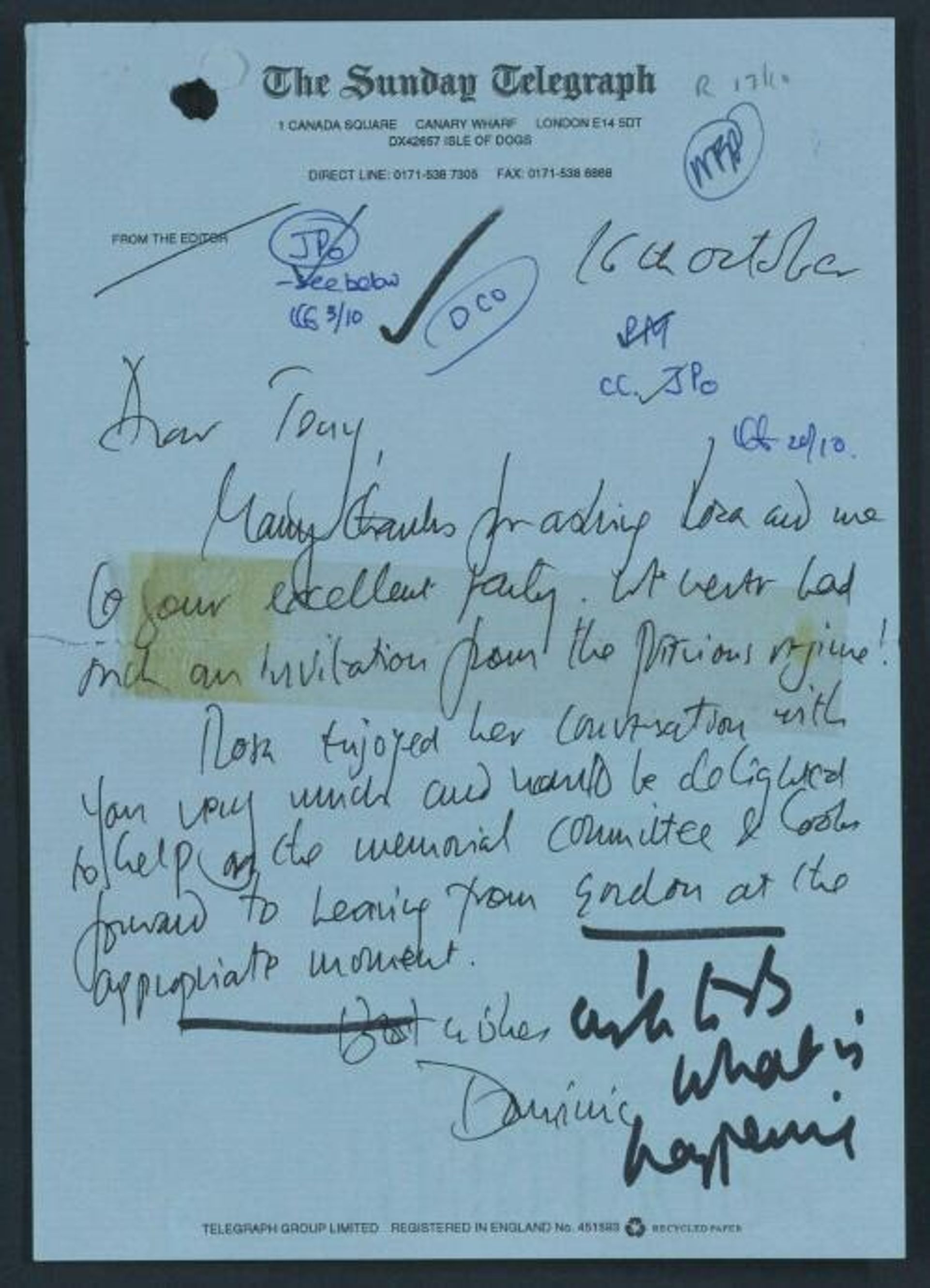 Lawson of Sunday Telegraph message to Blair   - Sputnik International, 1920, 29.12.2021