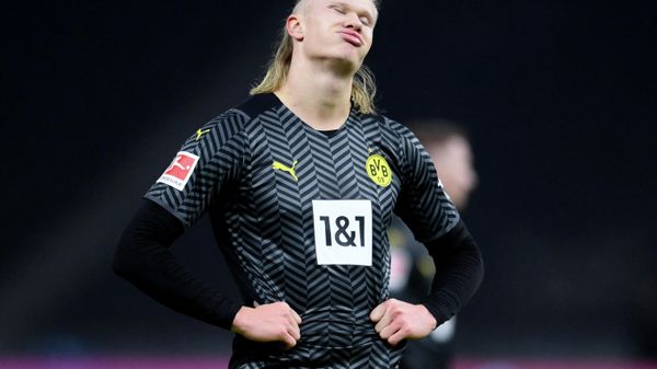 Hertha BSC v Borussia Dortmund - Olympiastadion, Berlin, Germany - December 18, 2021 Borussia Dortmund's Erling Braut Haaland reacts - Sputnik International