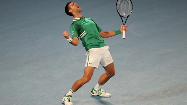 Melbourne Park, Melbourne, Australia, February 13, 2021  Serbia's Novak Djokovic celebrates after winning his third round match against Taylor Fritz of the U.S.  - Sputnik International