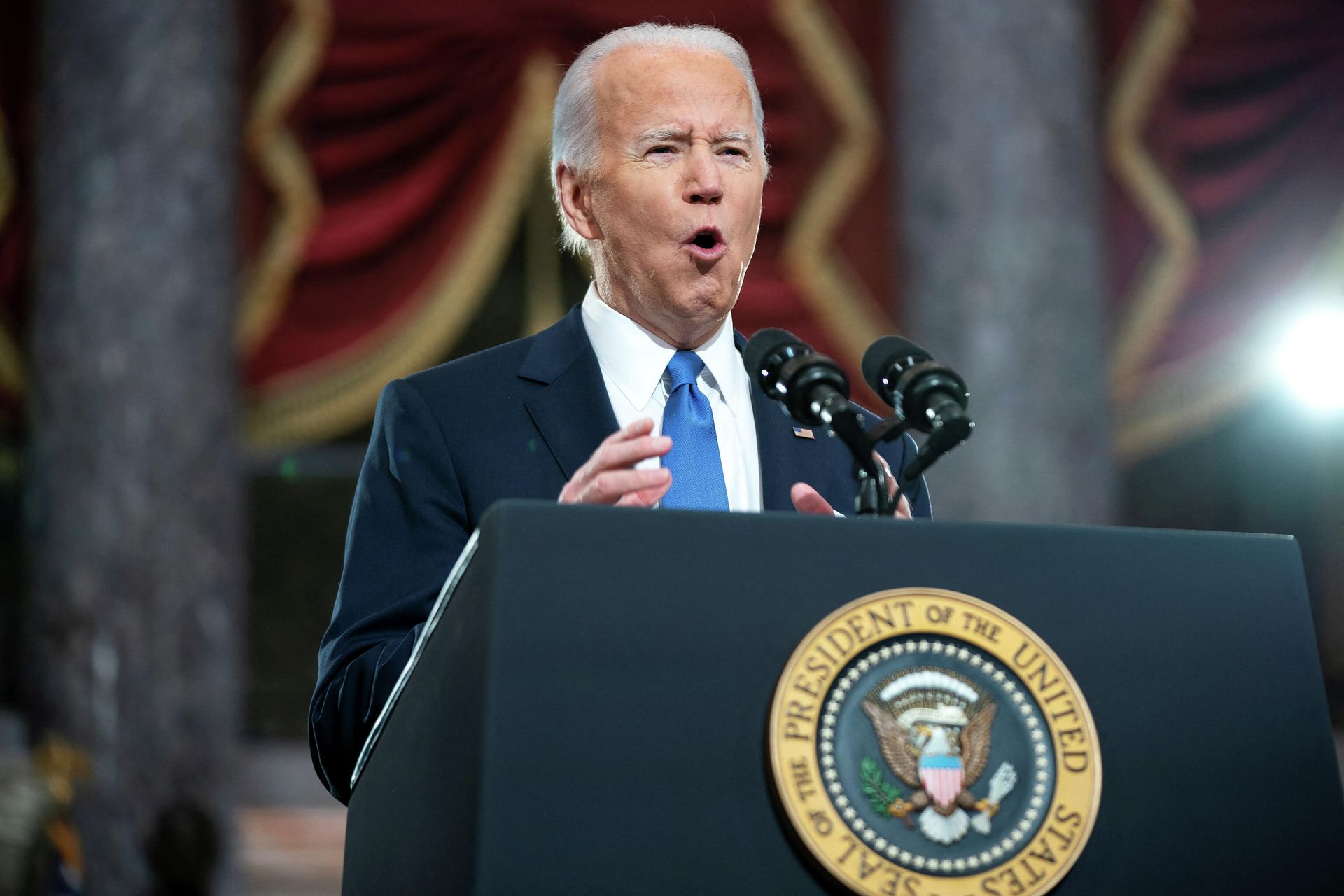 U.S. President Joe Biden attends events at the U.S. Capitol to commemorate first anniversary of Capitol attack in Washington U.S. President Joe Biden attends events at the U.S. Capitol to commemorate first anniversary of Capitol attack in Washington - Sputnik International, 1920, 06.01.2022
