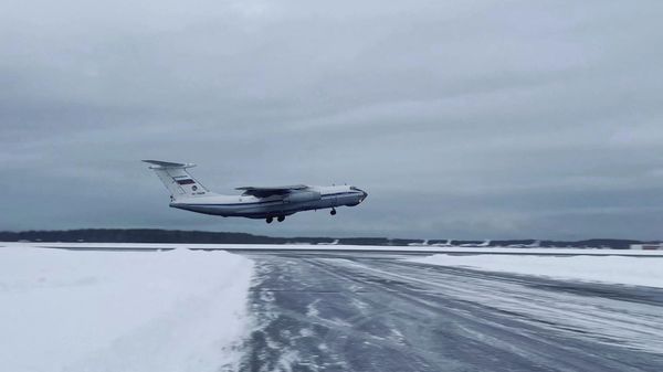 A military aircraft carrying Russian servicemen takes off from an airfield on its way to Kazakhstan, outside Moscow, Russia January 6, 2022, in this still image taken from video. Russian paratroopers have been deployed to Kazakhstan as part of a peacekeeping force that includes troops from four other former Soviet republics. - Sputnik International