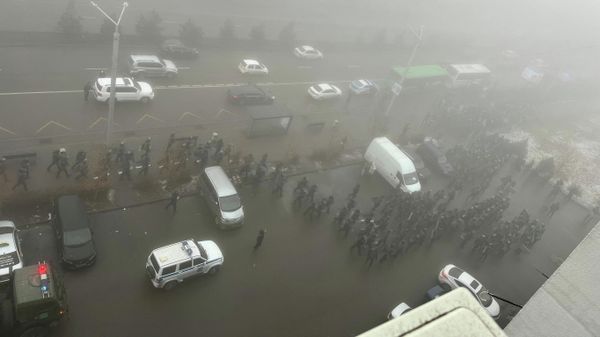 Uniformed officers are seen during protests in Almaty, Kazakhstan, in this picture obtained by Reuters on January 5, 2022. Handout via REUTERS THIS IMAGE HAS BEEN SUPPLIED BY A THIRD PARTY. - Sputnik International