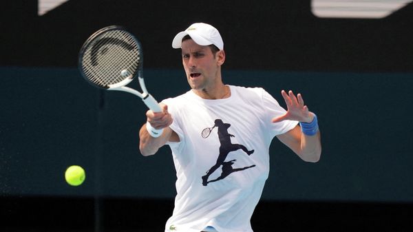 Serbian tennis player Novak Djokovic practices ahead of the Australian Open at Melbourne Park in Melbourne Serbian tennis player Novak Djokovic practices ahead of the Australian Open at Melbourne Park in Melbourne - Sputnik International