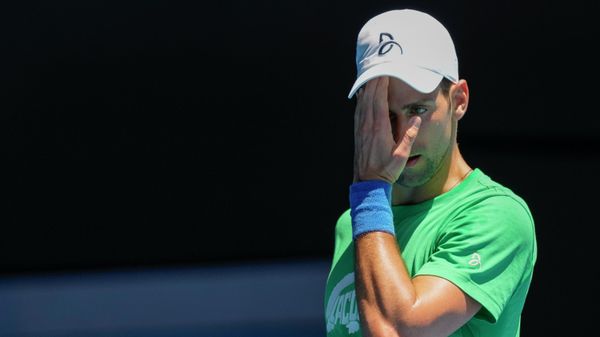 Defending men's champion Serbia's Novak Djokovic practices on Margaret Court Arena ahead of the Australian Open tennis championship in Melbourne, Australia, Thursday, Jan. 13, 2022 - Sputnik International