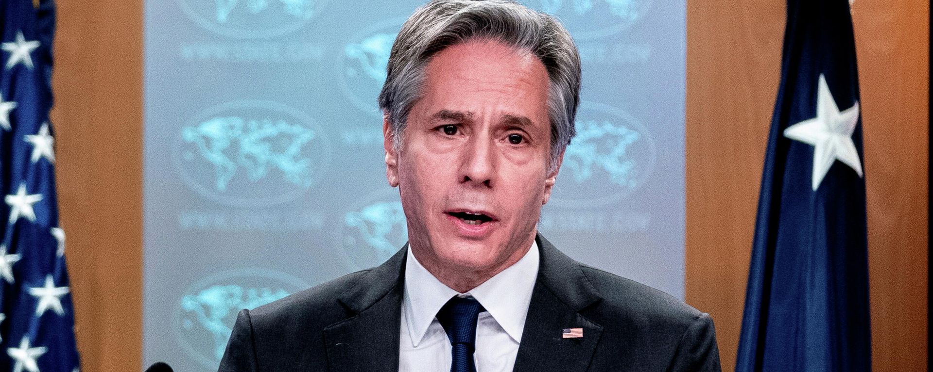 U.S. Secretary of State Antony Blinken speaks in the briefing room of the State Department in Washington, U.S. January 7, 2022. U.S. Secretary of State Antony Blinken speaks in the briefing room of the State Department in Washington, U.S. January 7, 2022. - Sputnik International, 1920, 15.01.2022