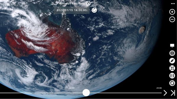 A plume rises over Tonga when the underwater volcano Hunga Tonga-Hunga Ha'apai erupted in this satellite image taken by Himawari-8, a Japanese weather satellite operated by Japan Meteorological Agency, on January 15, 2022 and released by National Institute of Information and Communications Technology (NICT) and obtained by Reuters on January 16, 2022. National Institute of Information and Communications Technology (NICT)/Handout via REUTERS  ATTENTION EDITORS - THIS IMAGE HAS BEEN SUPPLIED BY A THIRD PARTY. MANDATORY CREDIT. NO RESALES. NO ARCHIVES. - Sputnik International
