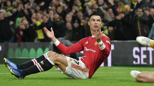 Manchester United's Cristiano Ronaldo reacts during the English Premier League soccer match between Norwich City and Manchester United at Carrow road in Norwich, England, Saturday, Dec.11, 2021 Manchester United's Cristiano Ronaldo reacts during the English Premier League soccer match between Norwich City and Manchester United at Carrow road in Norwich, England, Saturday, Dec.11, 2021 - Sputnik International