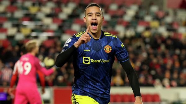 Brentford v Manchester United - Brentford Community Stadium, London, Britain - 19 January 2022, Manchester United's Mason Greenwood celebrates scoring their second goal. - Sputnik International
