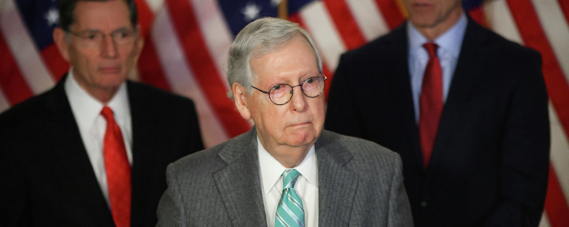 U.S. Senate Minority Leader Mitch McConnell (R-KY) takes questions during a press conference following the weekly Republican luncheon on Capitol Hill in Washington, U.S., January 11, 2022. U.S. Senate Minority Leader Mitch McConnell (R-KY) takes questions during a press conference following the weekly Republican luncheon on Capitol Hill in Washington, U.S., January 11, 2022. - Sputnik International, 1920, 01.02.2022