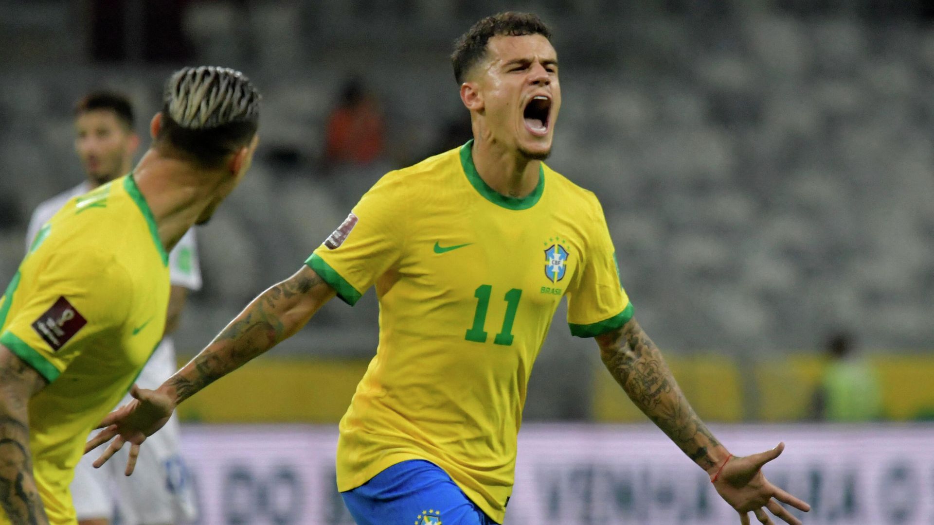 Soccer Football - World Cup - South American Qualifiers - Brazil v Paraguay - Mineirao, Belo Horizonte, Brazil - February 1, 2022 Brazil's Philippe Coutinho celebrates scoring their second goal  - Sputnik International, 1920, 02.02.2022