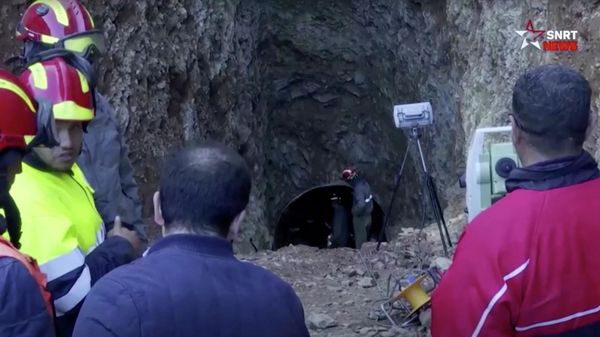 A view shows the site where rescuers are working to reach a five-year-old boy trapped in a well in the northern hill town of Chefchaouen, Morocco, in this still image taken from a video and obtained by Reuters on February 5, 2022. - Sputnik International
