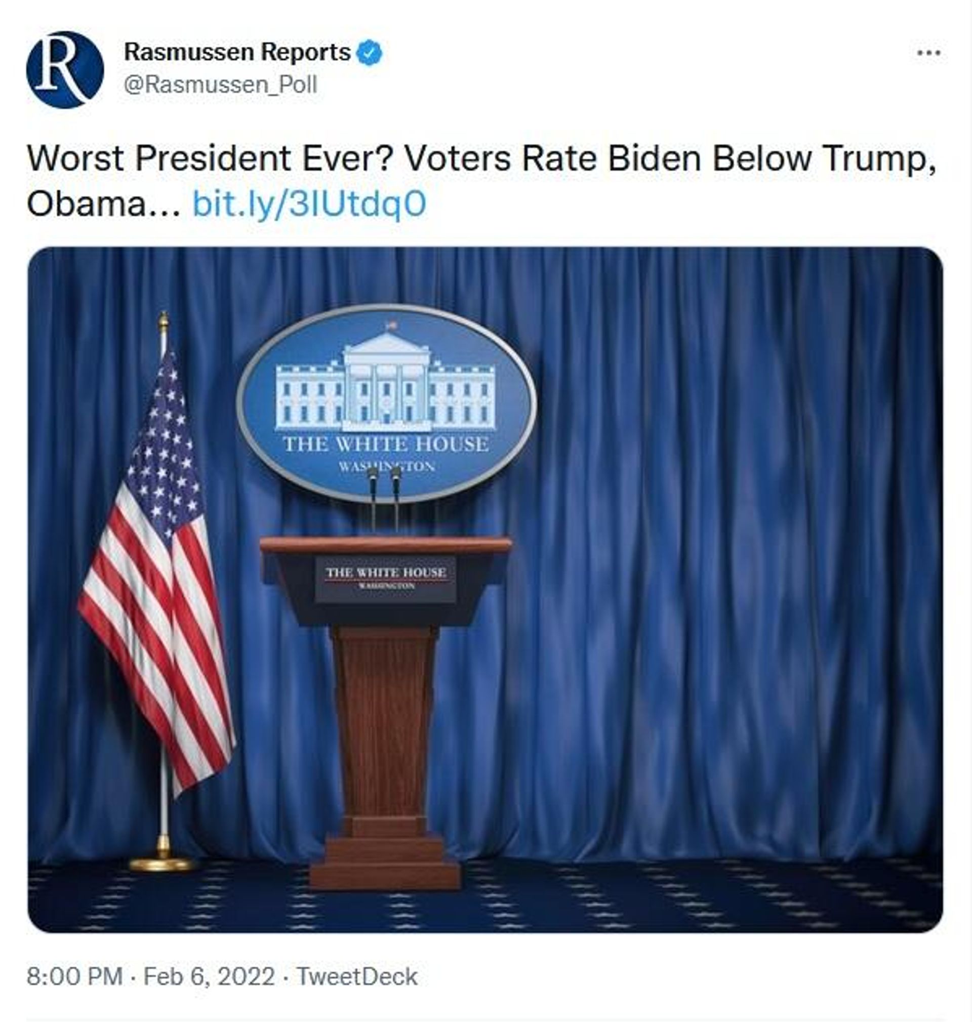 Screenshot of the Rasmussen Reports' tweet - Sputnik International, 1920, 06.02.2022
