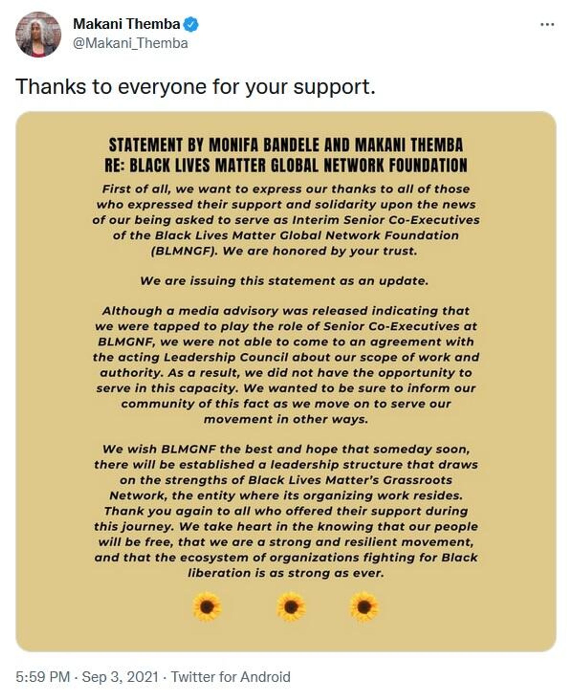Screenshot of Makani Themba's tweet - Sputnik International, 1920, 06.02.2022