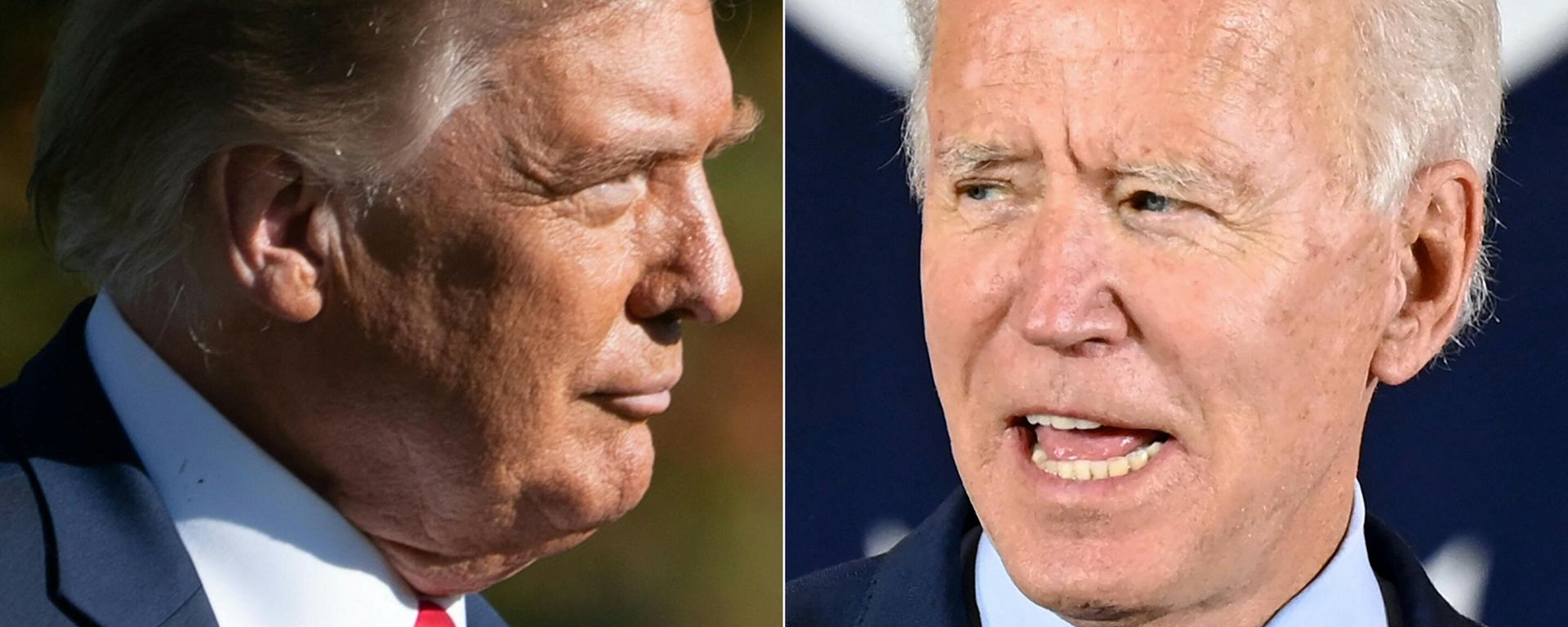 This combination of file photos created on October 15, 2020 shows US President Donald Trump(L) walks to Marine One after speaking to the press as he departs the White House in Washington, DC, on October 14, 2020,and Democratic Presidential candidate and former Vice President Joe Biden delivering remarks at a voter mobilization event in Cincinnati, Ohio, on October 12, 2020. - Sputnik International, 1920, 08.02.2022