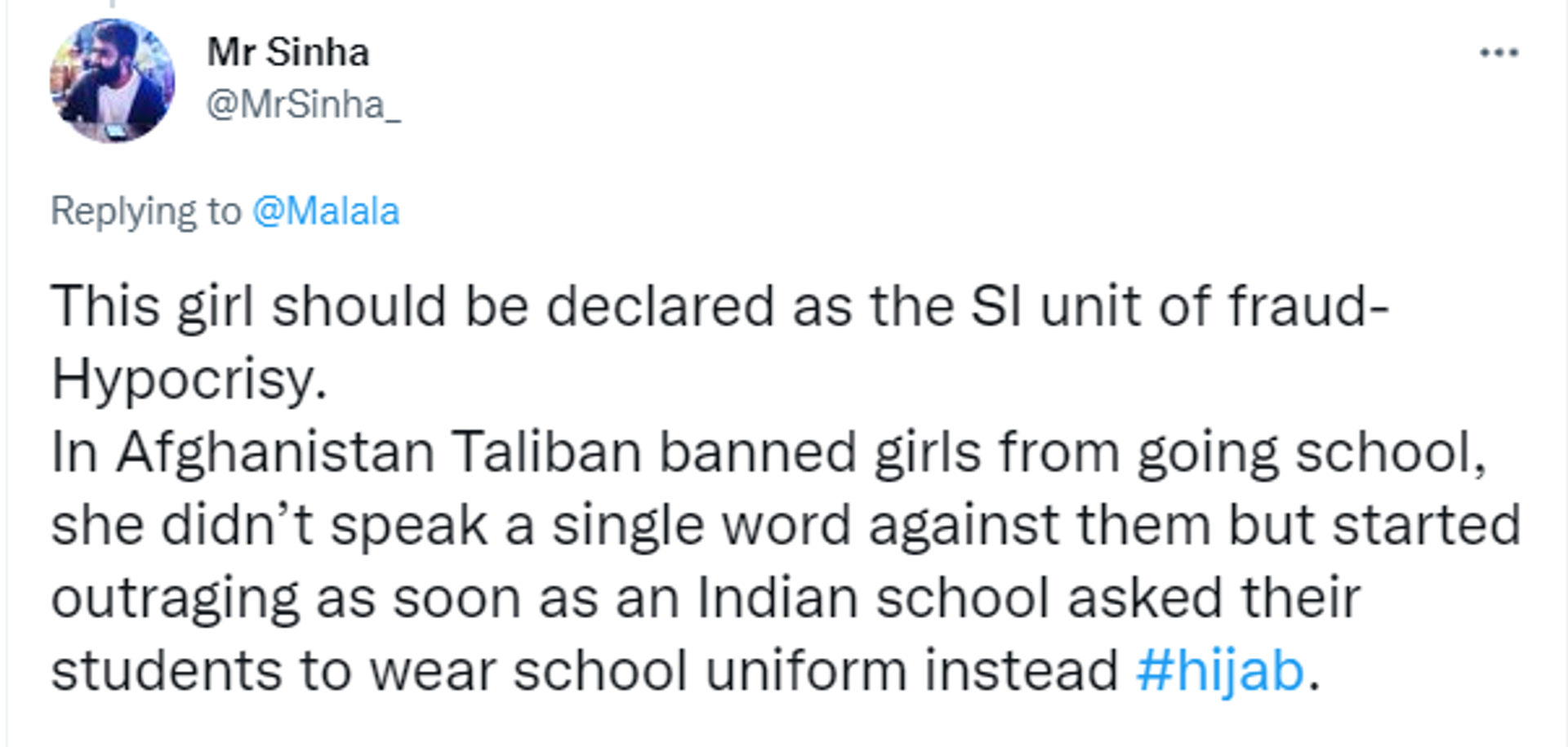 A Twitter user calls Malala Yousafzai a hypocrite. - Sputnik International, 1920, 09.02.2022