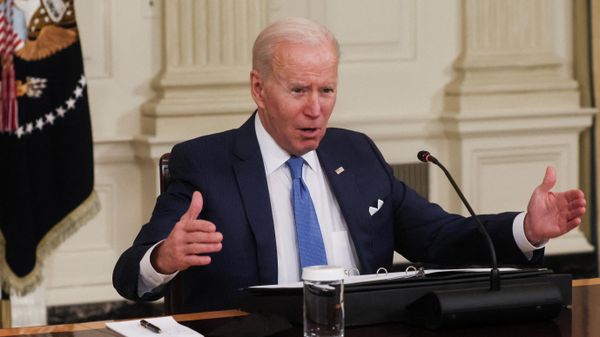 U.S. President Joe Biden speaks during a roundtable with CEOs of utilities to discuss the 'Build Back Better' agenda, in the State Dining Room at the White House in Washington, U.S., February 9, 2022.  - Sputnik International