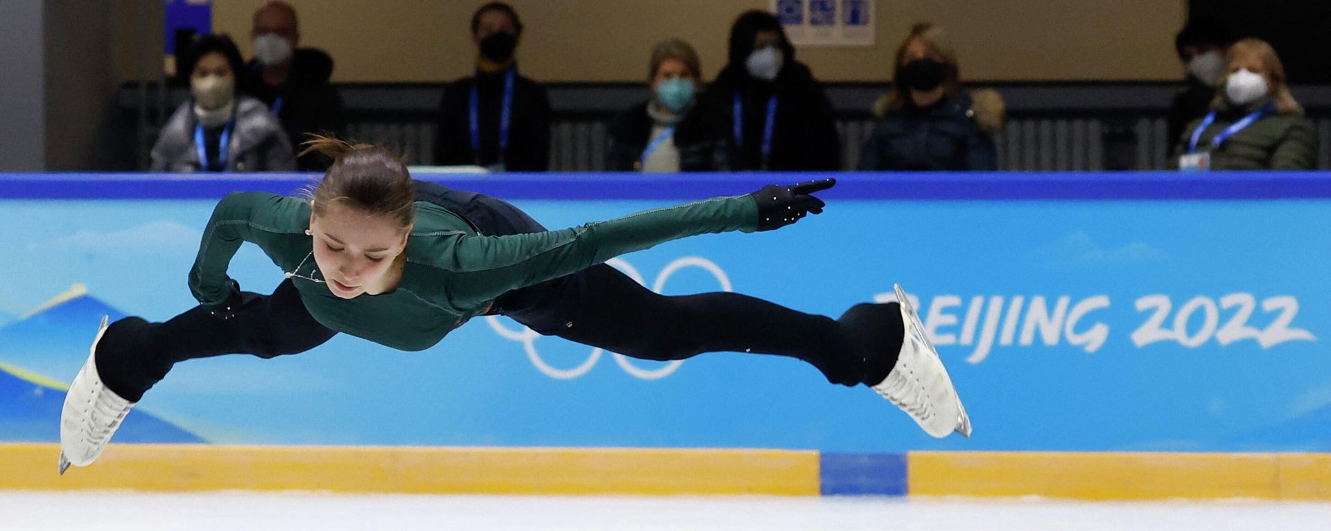 2022 Beijing Olympics - Figure Skating - Training - Rink Capital Indoor Stadium, Beijing, China - February 14, 2022. Kamila Valieva of the Russian Olympic Committee during training 2022 Beijing Olympics - Figure Skating - Training - Rink Capital Indoor Stadium, Beijing, China - February 14, 2022. Kamila Valieva of the Russian Olympic Committee during training - Sputnik International, 1920, 16.02.2022