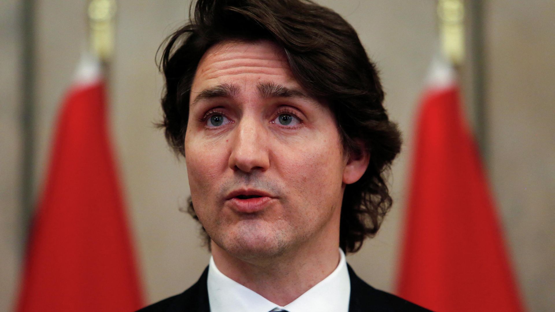 Canada's Prime Minister Justin Trudeau speaks at a news conference as truckers and their supporters continue to protest against COVID-19 vaccine mandates in Ottawa Canada's Prime Minister Justin Trudeau speaks at a news conference as truckers and their supporters continue to protest against COVID-19 vaccine mandates in Ottawa - Sputnik International, 1920, 14.02.2022