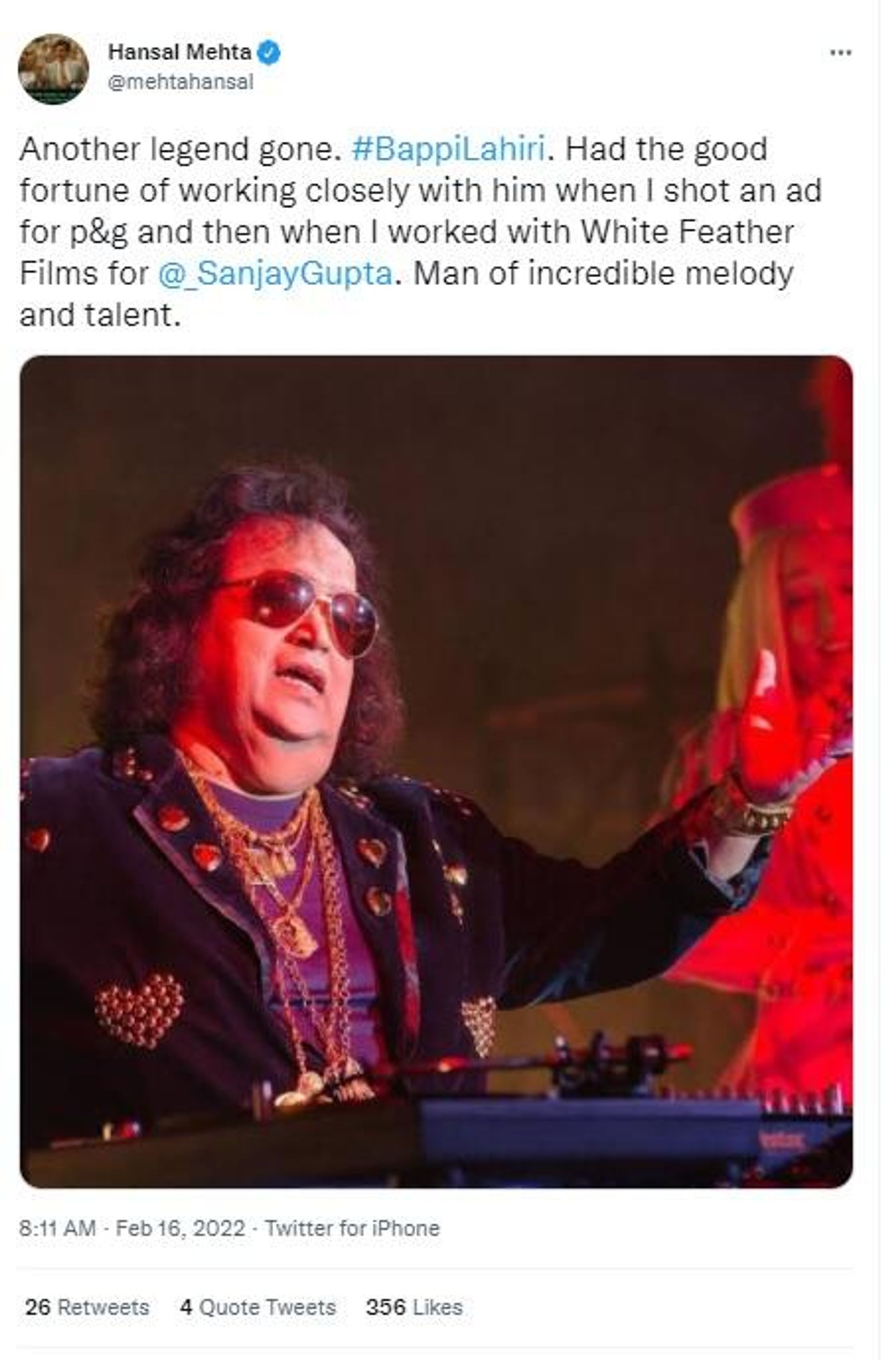 Legendary Indian singer Bappi Lahiri - Sputnik International, 1920, 16.02.2022