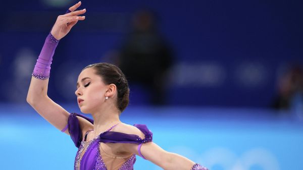 2022 Beijing Olympics - Figure Skating - Women Single Skating - Short Program - Capital Indoor Stadium, Beijing, China - February 15, 2022. Kamila Valieva of the Russian Olympic Committee in action. - Sputnik International