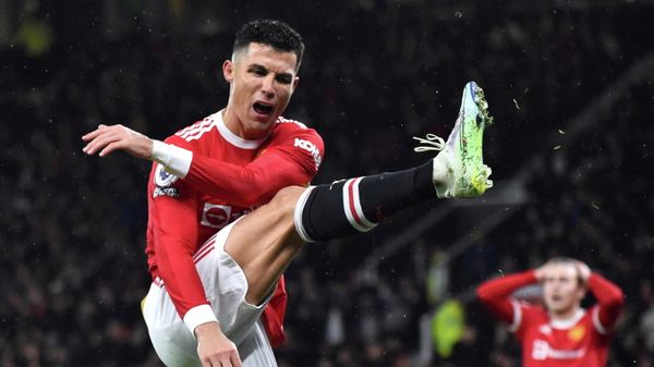 Soccer Football - Premier League - Manchester United v Brighton & Hove Albion - Old Trafford, Manchester, Britain - February 15, 2022  Manchester United's Cristiano Ronaldo reacts after missing a chance to score - Sputnik International