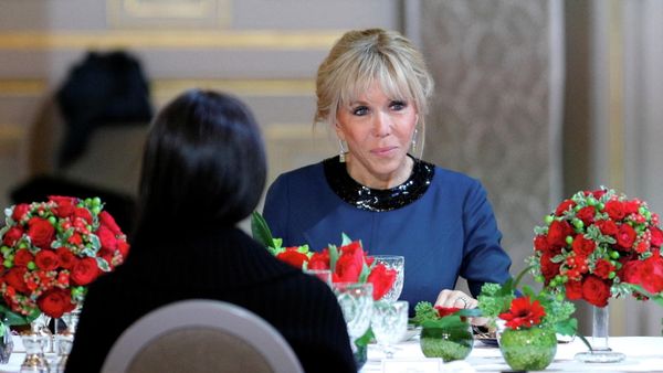 French President's wife, Brigitte Macron, looks on during a dinner attended by Portuguese President Marcelo Rebelo de Sousa (not pictured) at the Elysee Palace in Paris, France February 11, 2022 - Sputnik International