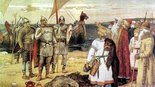 The Invitation of the Varangians: Rurik and his brothers arrive in Staraya Ladoga, by Viktor Mikhaylovich Vasnetsov - Sputnik International