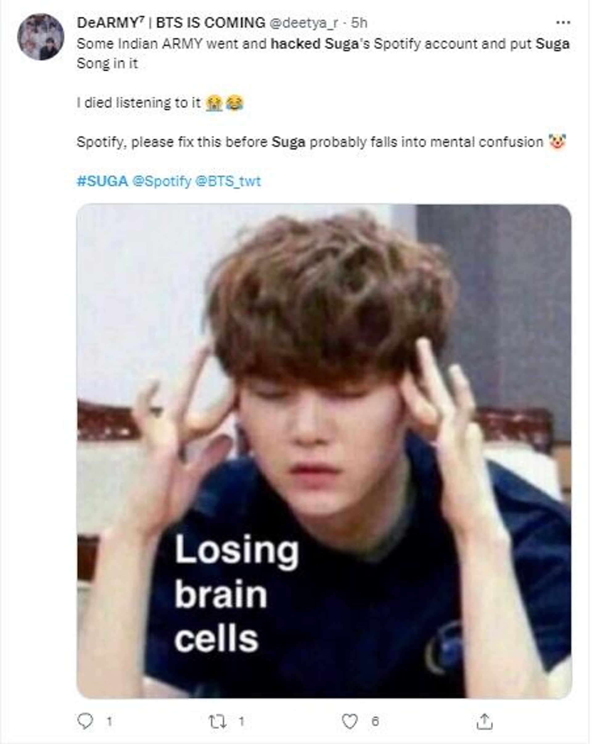 Memes on BTS member Suga's Spotify account hacked - Sputnik International, 1920, 23.02.2022