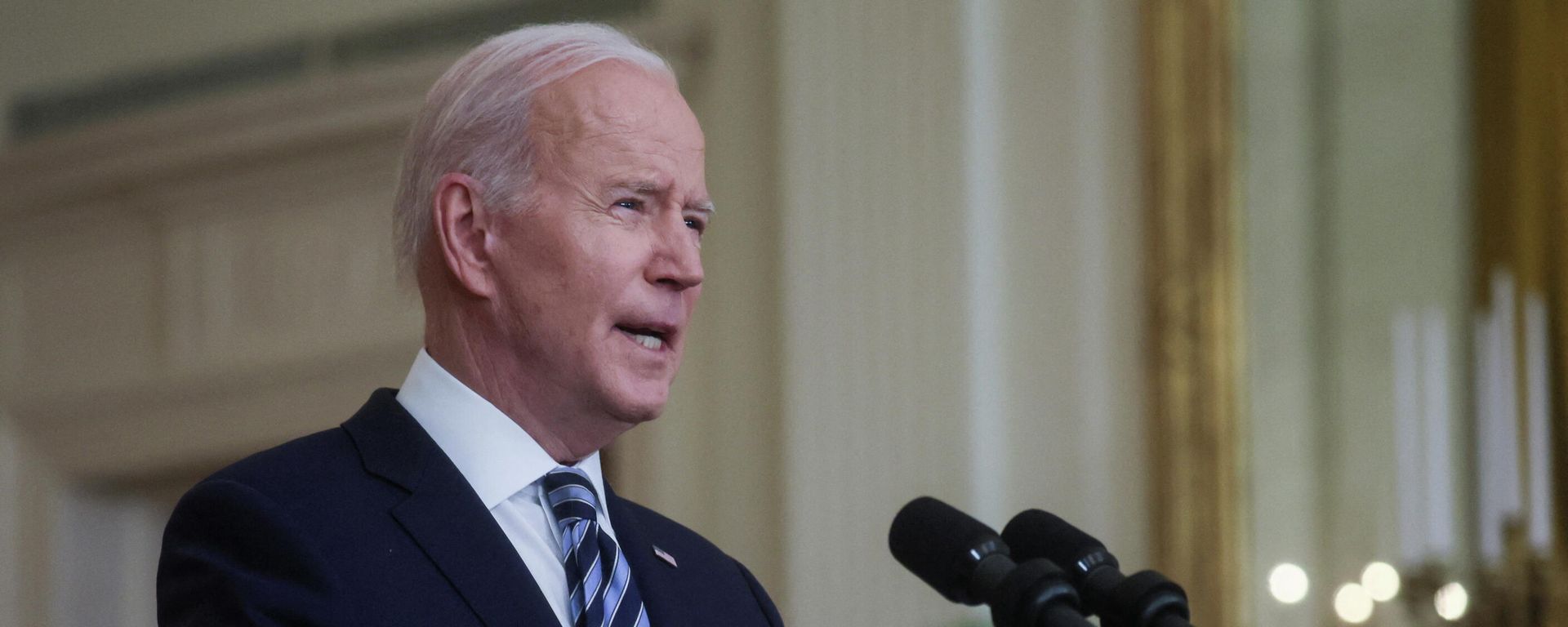 U.S. President Joe Biden delivers remarks on Russia's attack on Ukraine, in the East Room of the White House in Washington, U.S., February 24, 2022. U.S. President Joe Biden delivers remarks on Russia's attack on Ukraine, in the East Room of the White House in Washington, U.S., February 24, 2022. - Sputnik International, 1920, 24.02.2022
