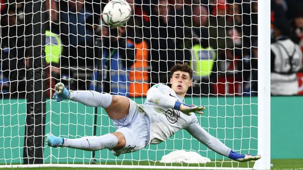 Soccer Football - Carabao Cup Final - Chelsea v Liverpool - Wembley Stadium, London, Britain - February 27, 2022 Chelsea's Kepa Arrizabalaga in action during the penalty shoot-out Soccer Football - Carabao Cup Final - Chelsea v Liverpool - Wembley Stadium, London, Britain - February 27, 2022 Chelsea's Kepa Arrizabalaga in action during the penalty shoot-out - Sputnik International
