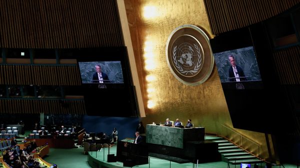 Ukrainian Ambassador to the United Nations Sergiy Kyslytsya speaks at the 11th emergency special session of the 193-member U.N. General Assembly  at the United Nations Headquarters in Manhattan, New York City, U.S., March 2, 2022 - Sputnik International