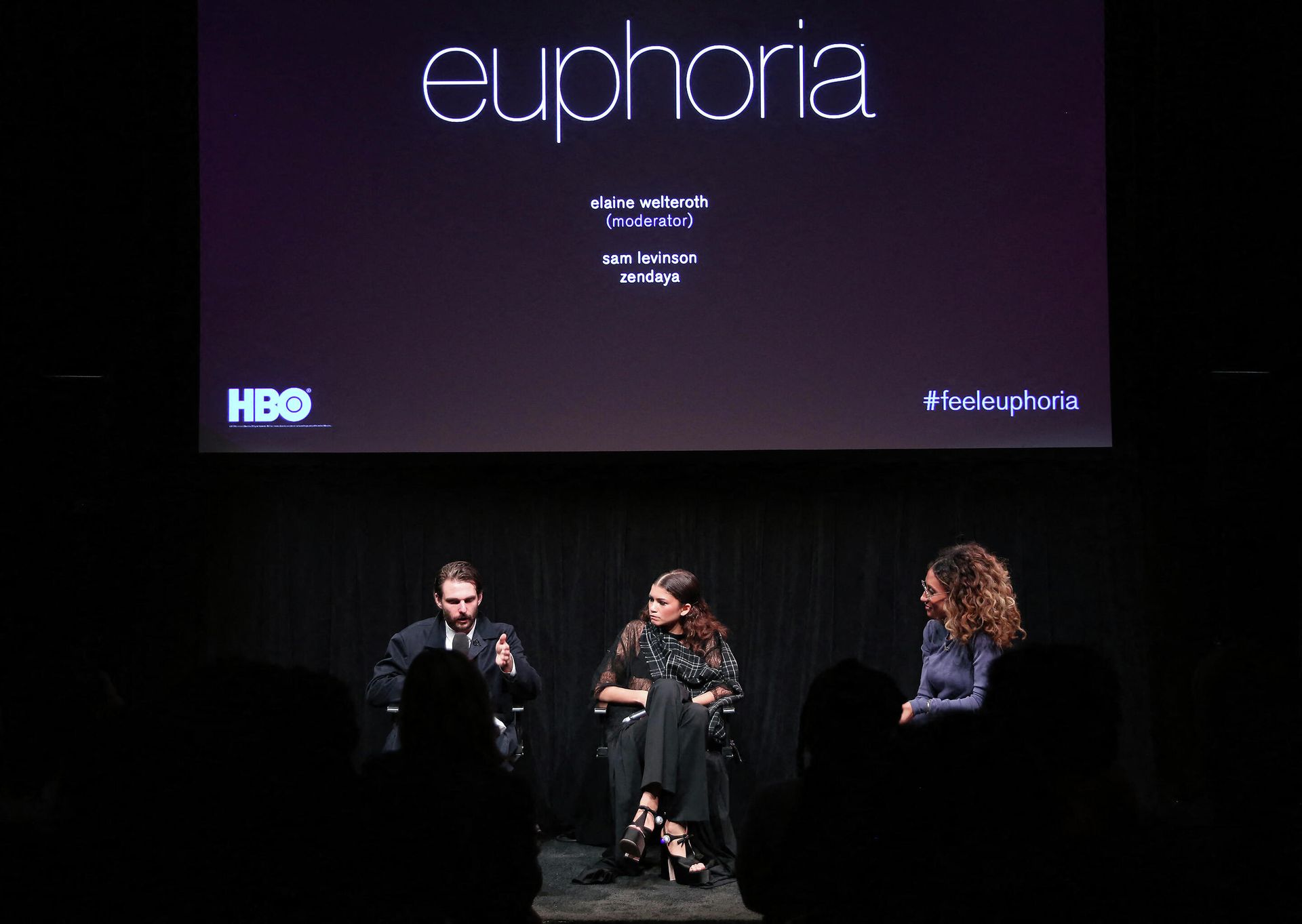 Writer and director Sam Levinson, actress and singer Zendaya and moderator Elaine Welteroth speak onstage at the New York screening of HBO's Euphoria on June 14, 2019 in New York City. Writer and director Sam Levinson, actress and singer Zendaya and moderator Elaine Welteroth speak onstage at the New York screening of HBO's Euphoria on June 14, 2019 in New York City. - Sputnik International, 1920, 05.03.2022