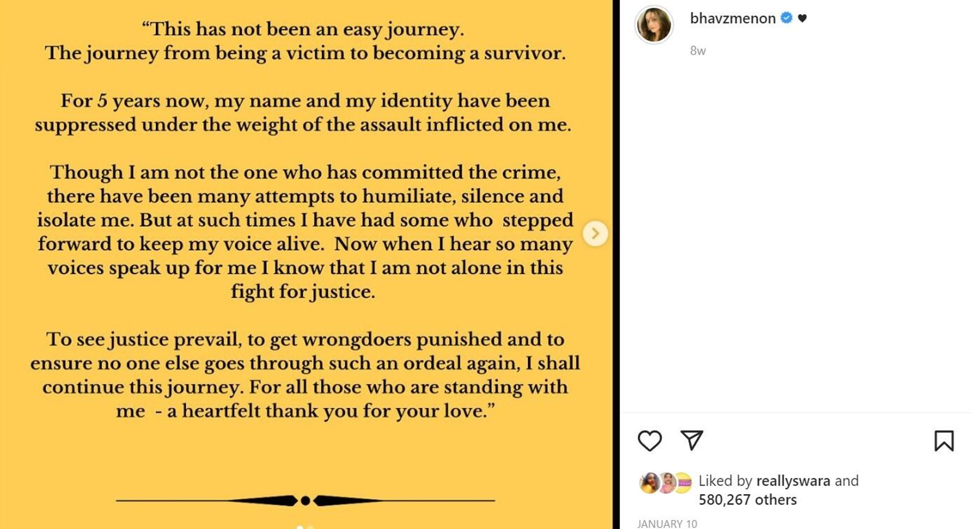 Screenshot of the Instagram post of Bhavana Menon - Sputnik International, 1920, 07.03.2022