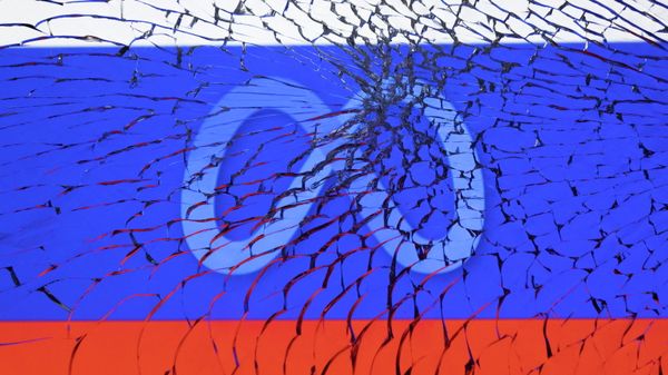 Meta logo and Russian flag are seen through broken glass in this illustration taken March 1, 2022. Meta logo and Russian flag are seen through broken glass in this illustration taken March 1, 2022. - Sputnik International