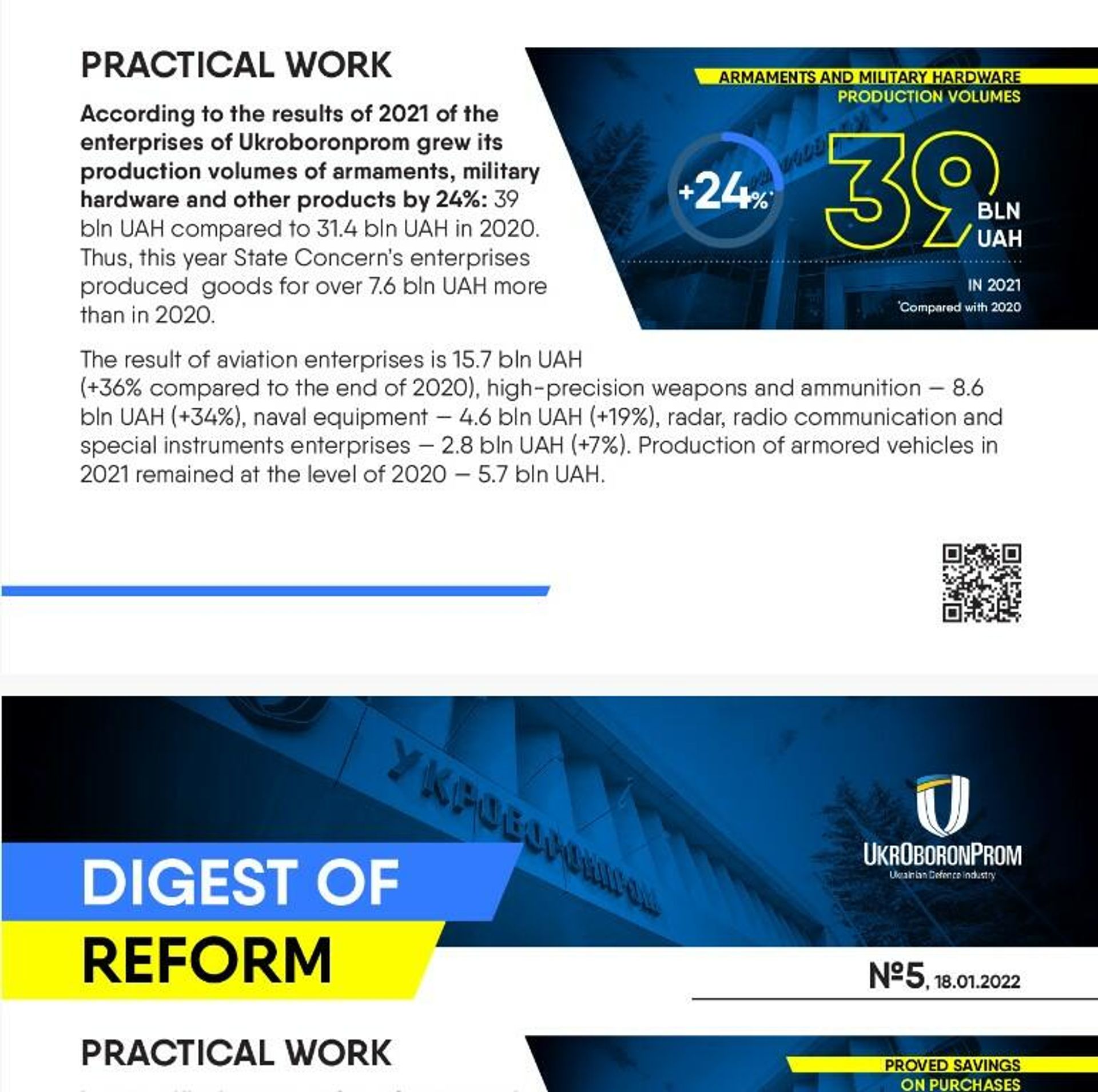 Excerpts from Ukroboronprom's digests for 2022. The company's production output increase in 2021 compared to 2020. - Sputnik International, 1920, 11.03.2022