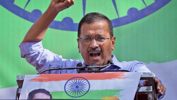 Delhi state Chief minister and chief of Aam Aadmi Party Arvind Kejriwal speaks during celebrations at the party headquarters in New Delhi, Thursday, March 10, 2022.  - Sputnik International