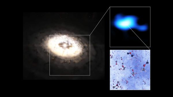 This composite image features an artistic impression of the planet-forming disc around the IRS 48 star, also known as Oph-IRS 48. - Sputnik International