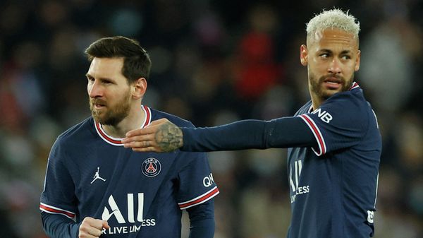 Soccer Football - Ligue 1 - Paris St Germain v AS Saint-Etienne - Parc des Princes, Paris, France - February 26, 2022 Paris St Germain's Lionel Messi and Neymar  - Sputnik International