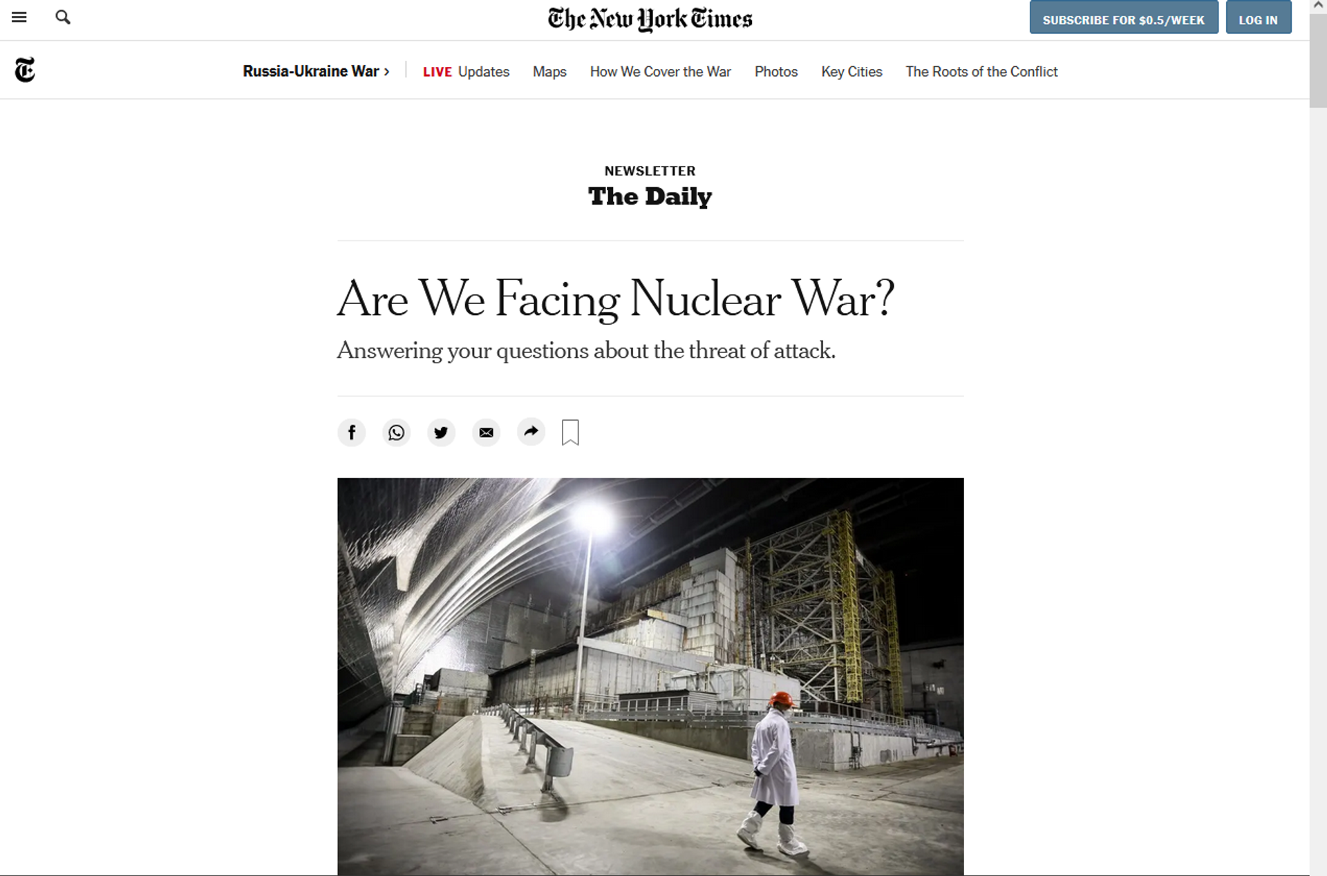The New York Times wonders, 'Are We Facing Nuclear War?' - Sputnik International, 1920, 15.03.2022