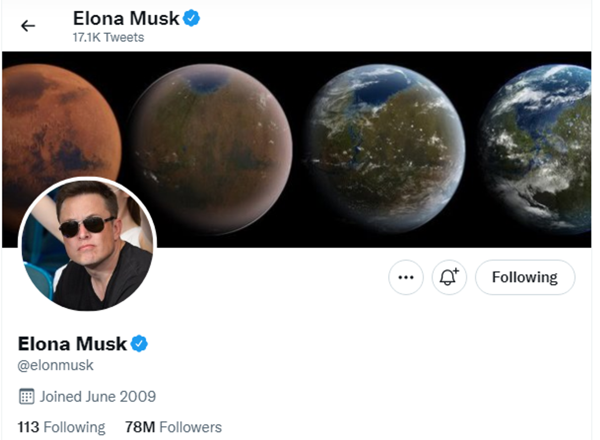 Screenshot of Elon Musk's Twitter page. - Sputnik International, 1920, 16.03.2022
