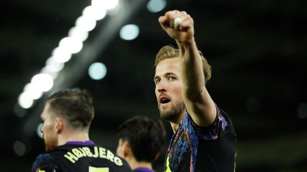 Tottenham Hotspur's Harry Kane celebrates scoring their second goal with Son Heung-min and Pierre-Emile Hojbjerg Tottenham Hotspur's Harry Kane celebrates scoring their second goal with Son Heung-min and Pierre-Emile Hojbjerg - Sputnik International